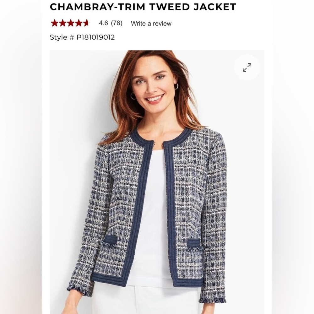 Talbots Chambray Trim Tweed blazer